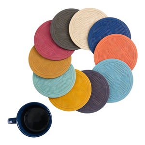 PU Leather Coaster Set Simple Round Premium Portable Custom Logo for Kitchen Office Restaurant Hotel