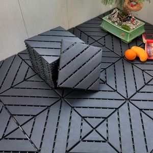 Baldosas de Plástico para Piso, Color Gris Oscuro con Vetas Diagonales, 6 Piezas por Unidad, Duraderas y Móviles, de Polipropileno, para Patio y Terraza - Product Image 1