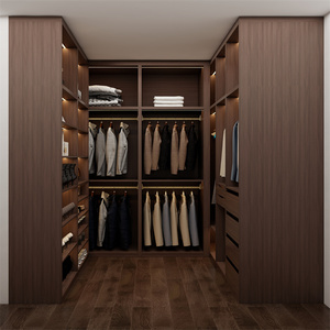 CBMmart MDF Holzmaserung Luxus Kleider schrank für zeitgenössische Innenräume mit hängenden Schienen und Schubladen - Product Image 3