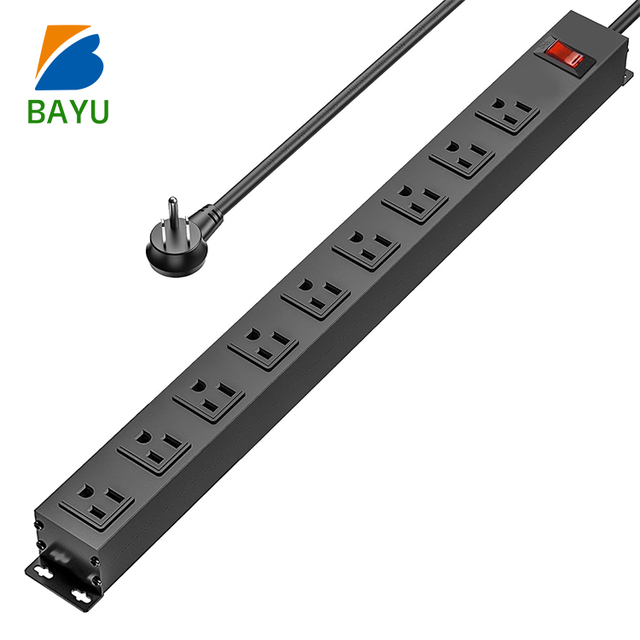 Factory PDU Wall Mount Copper Power Strip 9 Outlet Current protection Surge Overload Protector Reset Extension Socket for Garage