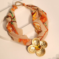 Mode tissu imprimé foulards colliers accessoires géométrique alliage étoile de mer perles pendentif colliers bijoux pour femmes