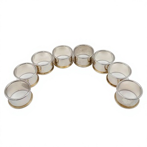 <b>Silver</b> Gold Plated Metal <b>Napkin</b> Rings Set of 8 Round Modern Table Decor for Wedding Event Management Supplies Custom <b>Napkin</b> Ring - Product Image 1