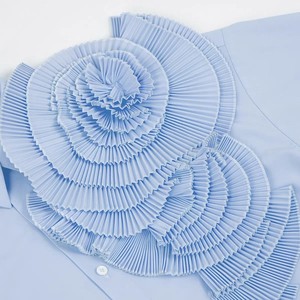 Niche 3D fleur imprimé élégant <span class=keywords><strong>chemisier</strong></span> ample pour les femmes de grande taille printemps automne chemise à manches longues col rabattu bouton - Product Image 6