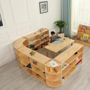 Armadietto ad angolo Montessori in legno massello Design moderno libreria asilo armadietto giocattolo combinazione libreria per bambini - Product Image 1