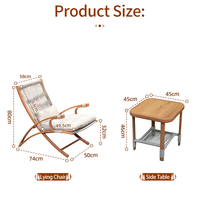 Ensemble de chaises longues pliantes d'extérieur modernes en aluminium Meiqi Forest Series avec table d'appoint, design 2-en-1, chaise inclinable pour chambre et salle à manger