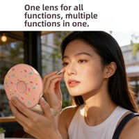 Factory Direct Donut LED Makeup Mirror Handheld 3-Color USB Rechargeable Lighted Travel Gift Mirror