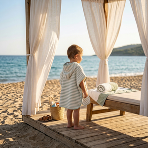 Poncho con Capucha de Algodón Orgánico de Lujo Ecológico para Niños, Sudadera con Capucha de Playa Personalizada para Niños - Product Image 1