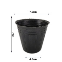 Pot pembibitan plastik mudah terurai 7.5cm, Pot pemula biji permanen, lubang drainase hijau hitam untuk perawatan taman