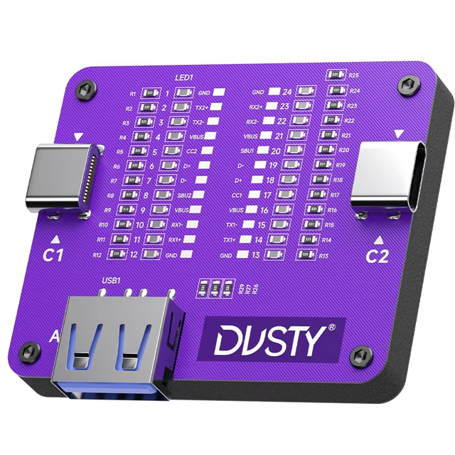 Mechanic Dusty TC-24 Dual-Ended Type-C Data Cable Tester for IPhone/Android Mobile Phones Repair Tool