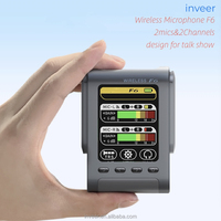 Inveer 2.4G Mikrofon Ganda Audio Nirkabel untuk Wawancara atau Rekaman Langsung untuk Ponsel PC Kamera DSLR Model F6