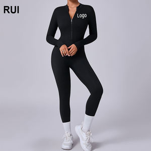 RUIQUWIN Mono de Yoga para mujer Media cremallera abierta Manga larga Alto elástico Body suave Body - Product Image 1