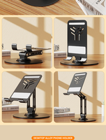 Support de téléphone de bureau en alliage Medal Alloy, rotatif à 360°, avec charnière métallique amortissante, support réglable pour téléphones et tablettes de 4 à 16 pouces