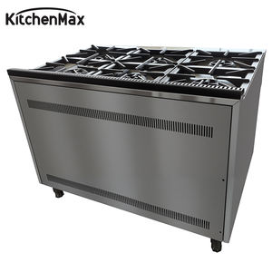 Cuisinière à gaz professionnelle KitchenMax à 6 brûleurs avec armoire en acier inoxydable |   Cuisinière professionnelle pour restaurants et hôtels - Product Image 4