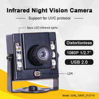Mini Cámara Industrial USB con Sensor CMOS, 3306 1080P OV2710 2.9mm, Videoconferencia HD sin Distorsión, Visión Nocturna Infrarroja