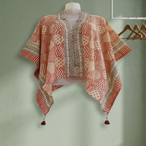 Vestido Kaftán Boho con Cuello en V, Manga Corta, Asimétrico, con Borlas, Estampado Geométrico de Algodón, Corte Holgado, Ropa Casual de Verano - Product Image 4