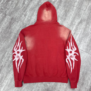 Streetwear de haute qualité sweat à capuche de créateur surdimensionné sweats pour hommes en détresse épais imprimé lavé sweat à capuche personnalisé - Product Image 2