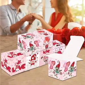 6 Pcs/Pack Love Themed Sweet Candy Chocolate Packaging Box Paper Square Gifts Boxes for Valentines Day Party Decor