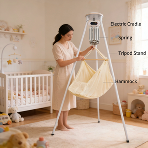 Cuna Eléctrica Plegable Moderna con Soporte de Metal para Dormitorio de Bebé y Uso en Exteriores, Diseño Europeo de Cuna con Resorte - Product Image 1