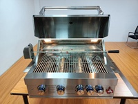 Luxe 5 brûleurs 304 cuisine extérieure en acier inoxydable intégré Table Top gaz BBQ Grill Somker Propane rotatif jardin barbecue grilles