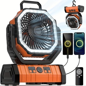 Ventilateur de camping portable 20000mAh avec lumière LED, 4 vitesses, recharge USB, réglable <span class=keywords><strong>à</strong></span> 180 degrés, télécommande, crochets pour tente - Product Image 2