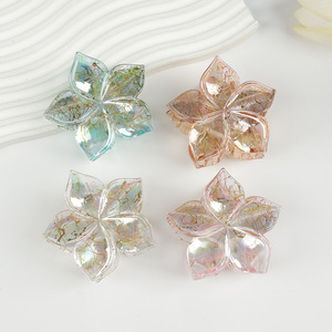 Plastic <b>Sweet</b> Unisex 8cm Transparent <b>Flower</b> Hair Claw Clips New Trending Daily Summer Accessories - Product Image 3