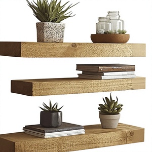 Premium Wooden Double Tier Modern <b>Wall</b> <b>Mounted</b> Floating Display <b>Shelf</b> Storage Organizer with Sustainable Durable Design - Product Image 6