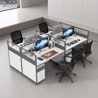 Ensemble de bureau et chaises pour 4-6 personnes, mobilier de bureau moderne en bois, postes de travail avec cloisons, résistant au feu, avec rangement