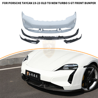 Kit de séparateur de pare-chocs avant en fibre de carbone sèche style Taycan Turbo GT, pour mise à niveau de l'ancien au nouveau modèle, compatible avec les berlines 2019-2023