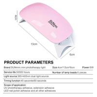 Secador de Uñas Eléctrico Portátil Automático de 6W, Mini Lámpara UV de 6 LED para Manicura, Cable USB, Secado de Esmalte, Certificado CE, Rápido