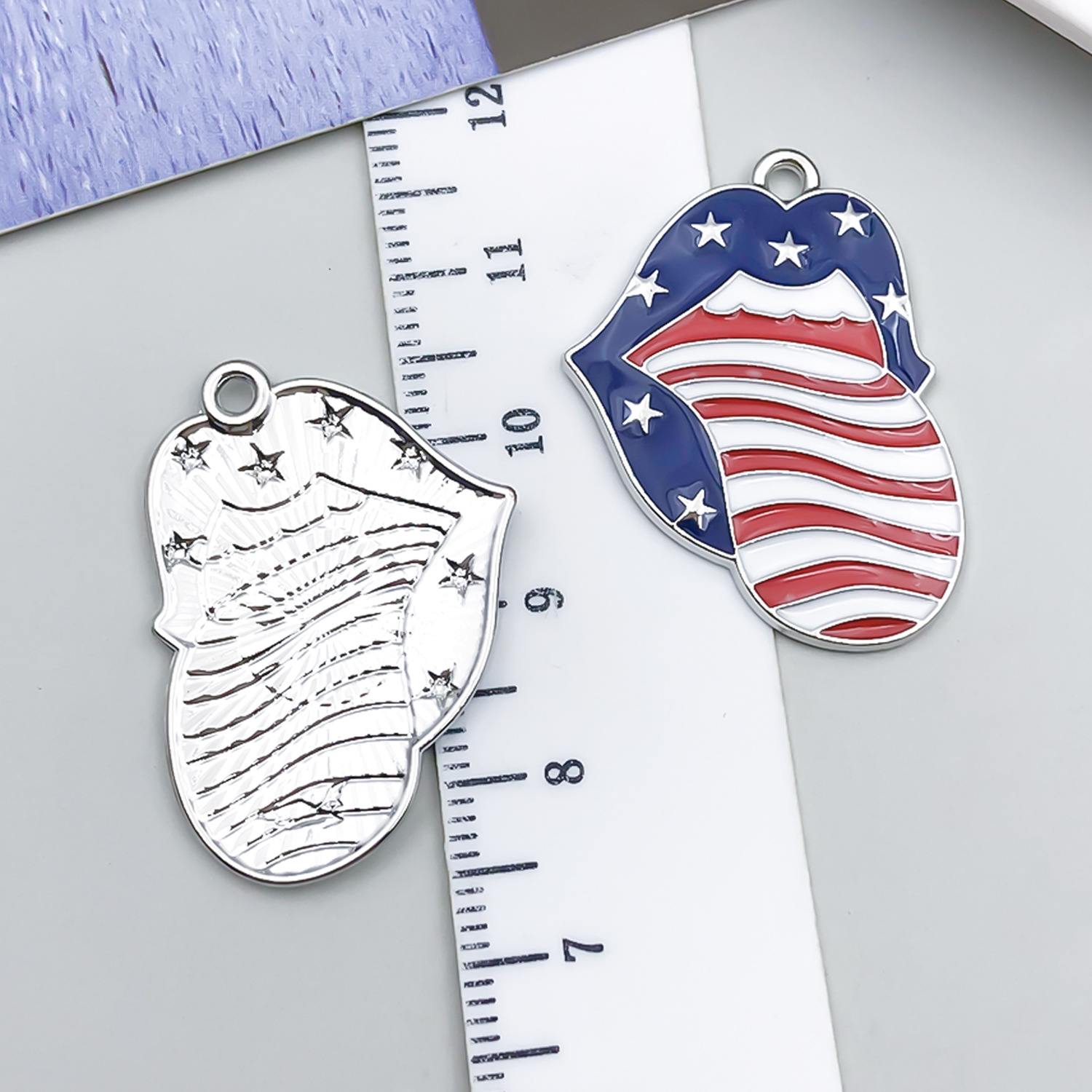 1 White K Blue Drop US Independence Day Tongue 30.
