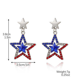 Boucles d'oreilles patriotiques du 4 <span class=keywords><strong>juillet</strong></span> à rayures bleues blanches et rouges Style drapeau américain en forme de larme pour femmes à la mode - Product Image 6