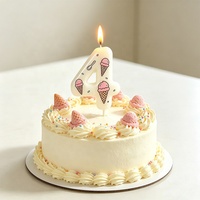 Bougies d'anniversaire numérotées en cire de paraffine, motif crème glacée mignon, sans flamme, longue durée de combustion, pour Halloween