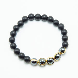 <span class=keywords><strong>Bracelet</strong></span> en pierre d'agate noir mat, vente en gros, nouveaux arrivages, personnalisé, 2021 - Product Image 2