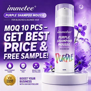 <span class=keywords><strong>Mousse</strong></span> tonifiante violette Immetee 150ml, shampoing violet sans sulfate pour cheveux colorés, action rapide anti-jaunissement, usine ODM - Product Image 1