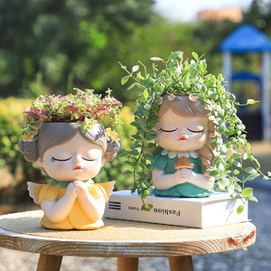 Criativo Modern Fairy Girl Resina Flower <span class=keywords><strong>Pot</strong></span>, adequado para pequenos vasos de plantio de flores, ideal para meninas bonitos usar - Product Image 1