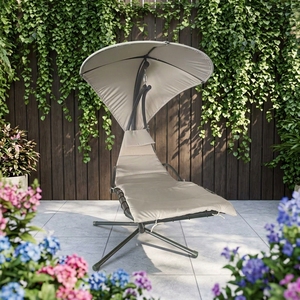 Chaise suspendue d'extérieur avec auvent, chaise longue rembourrée pour patio, chaise longue imperméable pour jardin, piscine, cour - Product Image 3