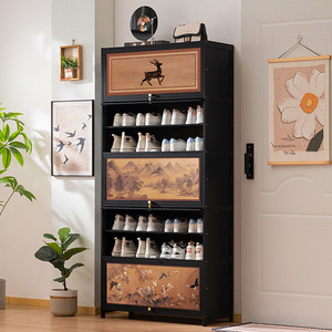 Vintage-style <b>shoe</b> cabinet for home use, multi-layer <b>shoe</b> <b>rack</b>, multi-functional <b>storage</b> cabinet with doors - Product Image 1