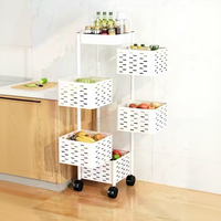 Vente en gros de paniers de rangement rotatifs à 5 niveaux, étagères rotatives à 360 degrés, organisation de rangement à domicile, métal moderne et durable
