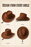 Großhandel Western Cowboyhut mit breiter Krempe – Retro-Stil, ideal für Partys, England, Halloween, Karneval, Herren, Outdoor, Sonnenschutz, Alltagsgebrauch