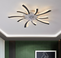 Ventilateur de plafond LED moderne en acrylique avec télécommande pour salon, chambre, décoration intérieure et hôtel – Design créatif
