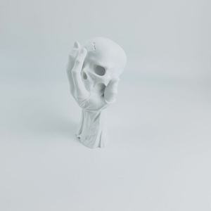 Skull Figurine Hand Holding Head Silicone Sculpture <b>Halloween</b> Decor Table <b>Ornament</b> - Product Image 2