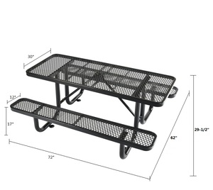 طاولة طعام خارجية مستطيلة حديثة قابلة للتمديد مقاس 72 بوصة مع مجموعة كراسي، مصنوعة من المعدن الأسود والبلاستيك الحراري - Product Image 3