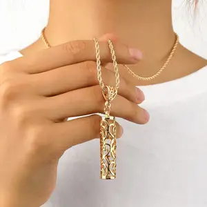 Hawaii kalung wanita liontin lapis emas mewah perhiasan kalung tabung logam campuran seng Populer