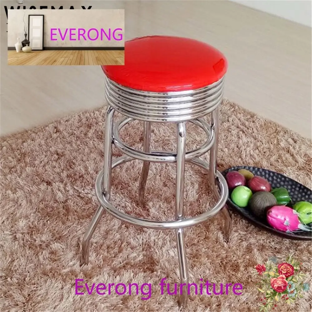 Американский стиль, Лидер продаж, барный стул из нержавеющей стали, промышленный ресторанный стул, металлический каркас с кожаной подушкой