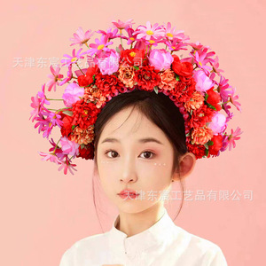 กิ๊บติดผมผู้หญิง Dongchen Crafts รุ่น L03 แบบ 3 มิติ สไตล์ฮั่นฝู ประดับดอกไม้ผ้าไหมสีแดง สำหรับถ่ายภาพงานแต่งงาน - Product Image 4