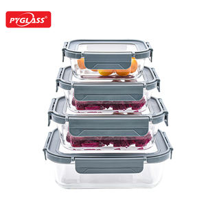 PYGLASS vente chaude récipient alimentaire en verre avec couvercle en verre trempé ensemble de récipients de stockage des aliments en verre - Product Image 2