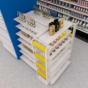 金属両面自立型スーパーマーケット棚コンビニエンスストアディスプレイラック食料品店ディスプレイユニット - Product Image 3