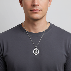 Collier personnalisé avec pendentif pièce Saint <span class=keywords><strong>Christophe</strong></span> en acier inoxydable argenté, croix de Jésus, bijoux religieux pour hommes - Product Image 2