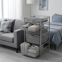 Chariot utilitaire roulant à 3 niveaux avec tiroirs en maille métallique et roues, support de rangement DIY pour l'organisation de la maison et de la chambre
