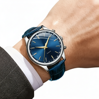 Montre à quartz pour homme avec bracelet en cuir de luxe OEM personnalisé, boîtier en alliage, étanche 3ATM, mouvement japonais, vente en gros d'usine